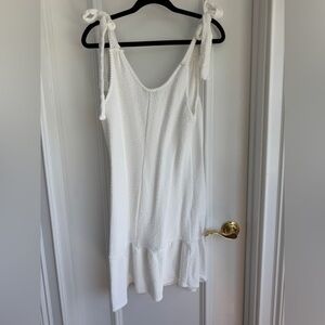 Green Envelope White Cotton Tunic Dress